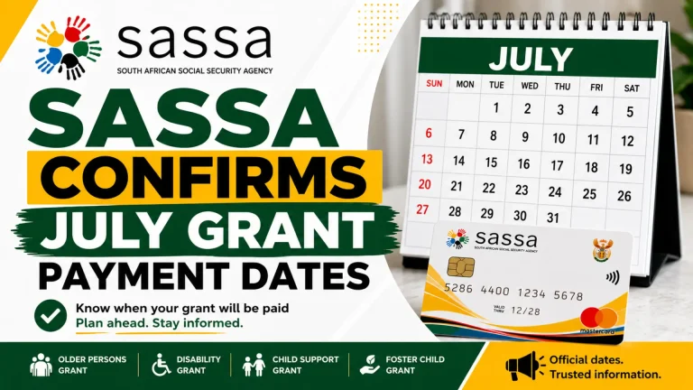 SASSA Confirms July Grant Payment Dates