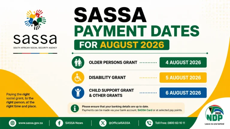 SASSA Payment Dates for August 2026